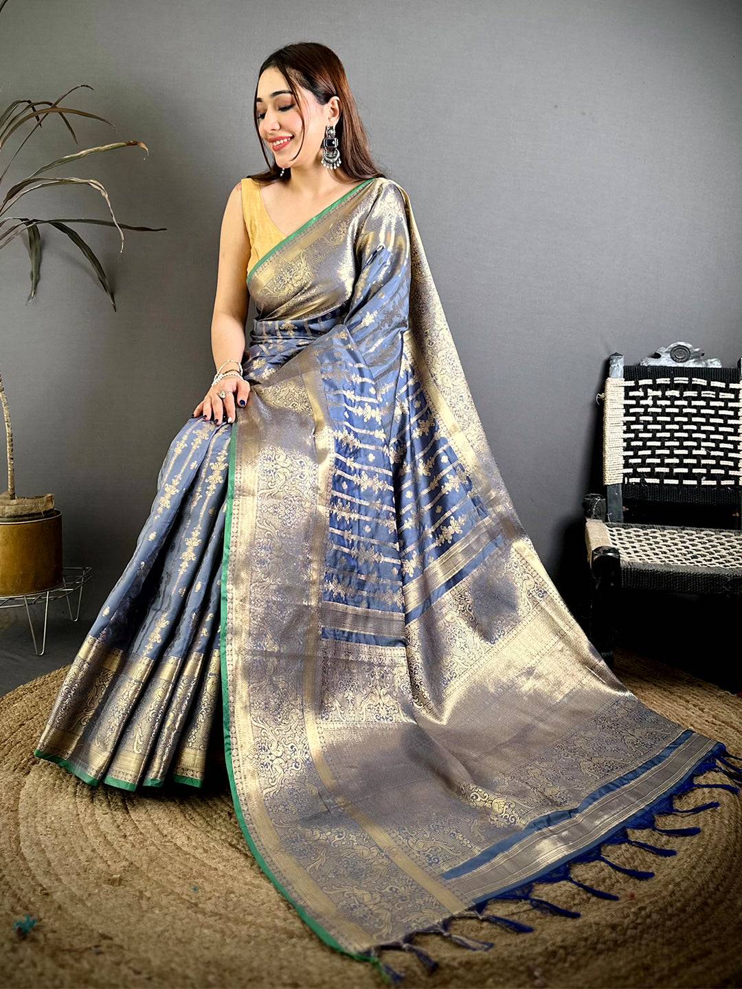 Elegant Banarasi Katan Big Zari Border Pattu Saree