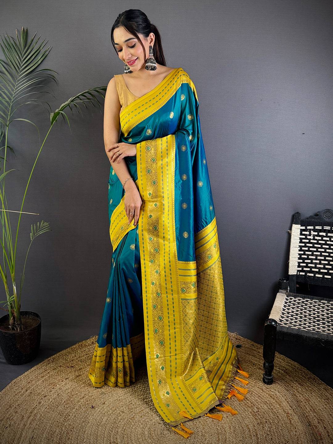 Radiant Feather Dubal Tone Soft Silk Pattu Saree