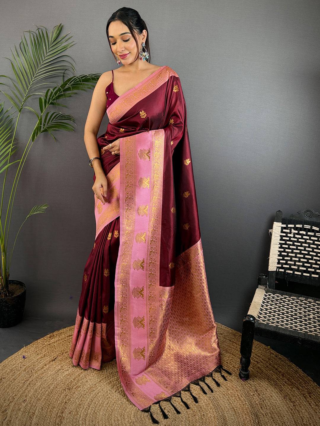 Brown Soft Gadwal Silk Pattu Saree