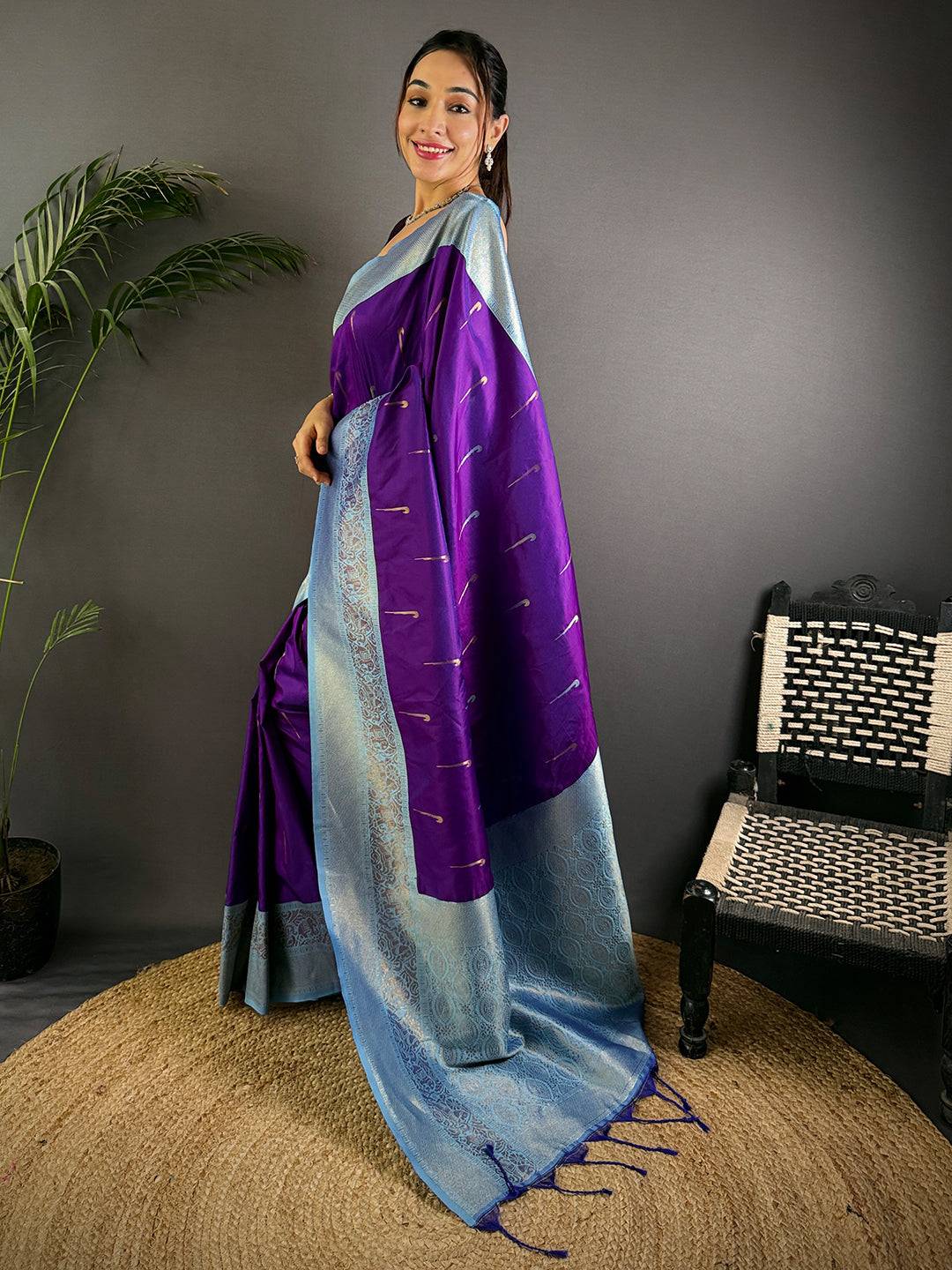 Purple Gold Zari Soft Silk Paithani Pattu Saree