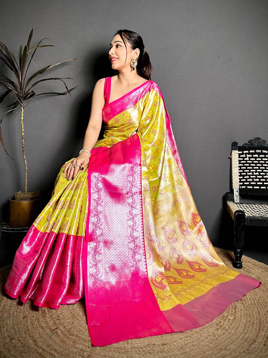 Stylish Zari One Gram Tissue Kanchi Pattu Saree