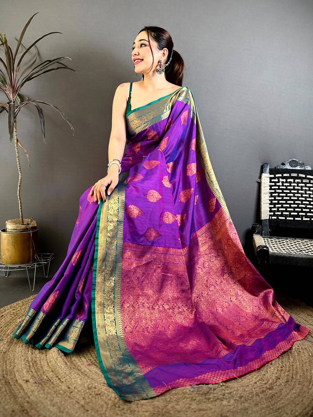 Radiant Katan Tussar Feel Zari Border Pattu Saree