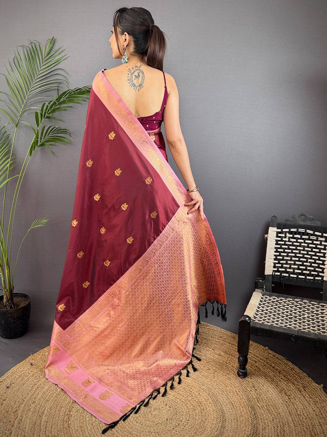 Brown Soft Gadwal Silk Pattu Saree