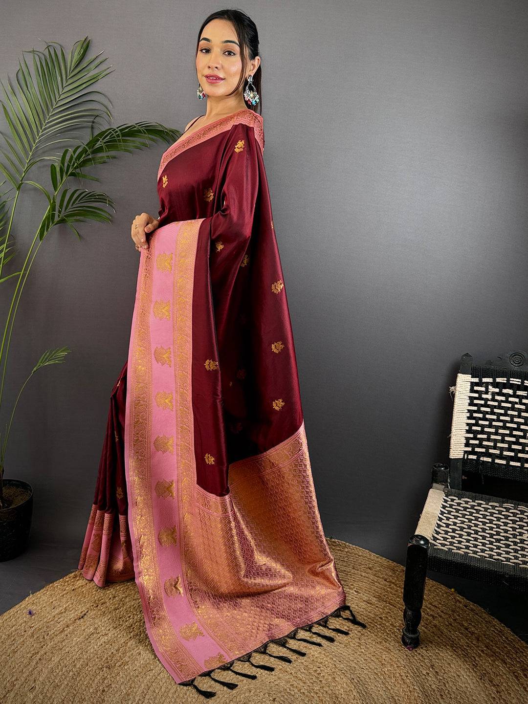 Brown Soft Gadwal Silk Pattu Saree