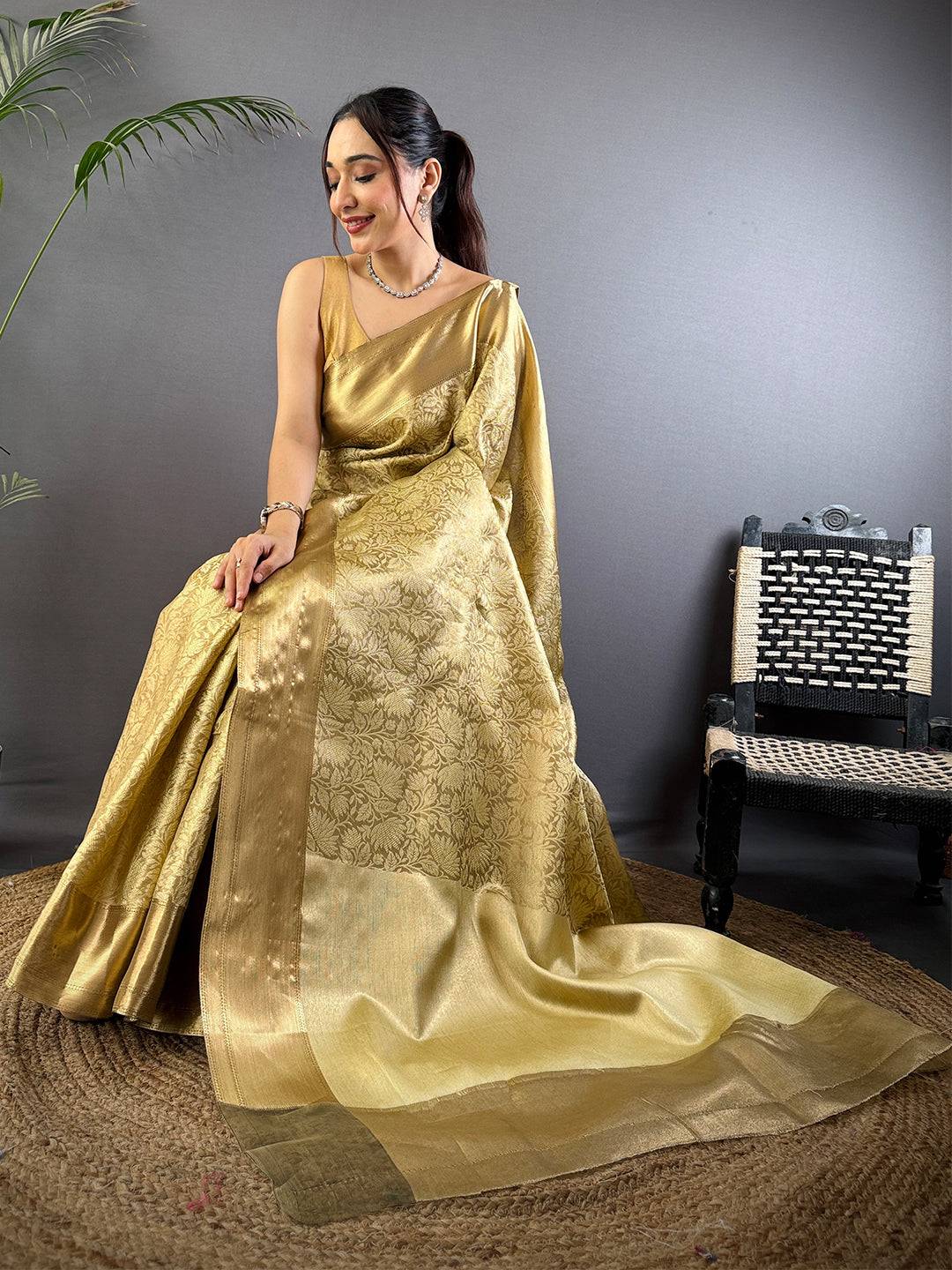 Kanjivaram Tissue Banarasi Silk Pattu Saree