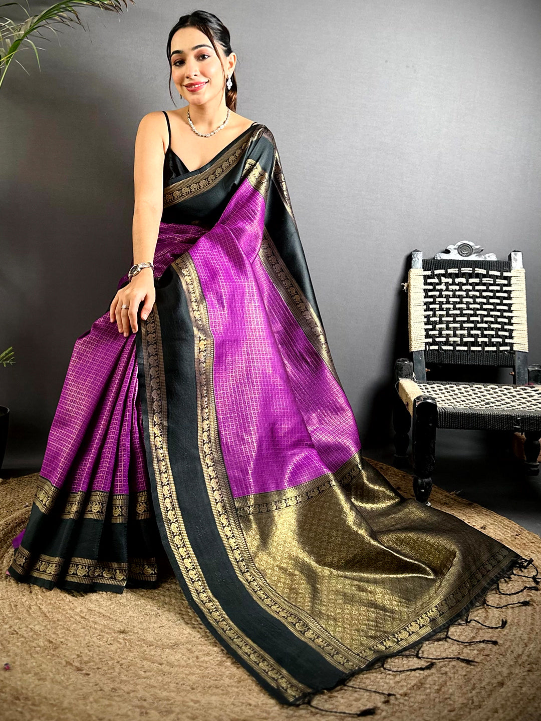 Magenta Banarasi Katan Silk Pattu Saree