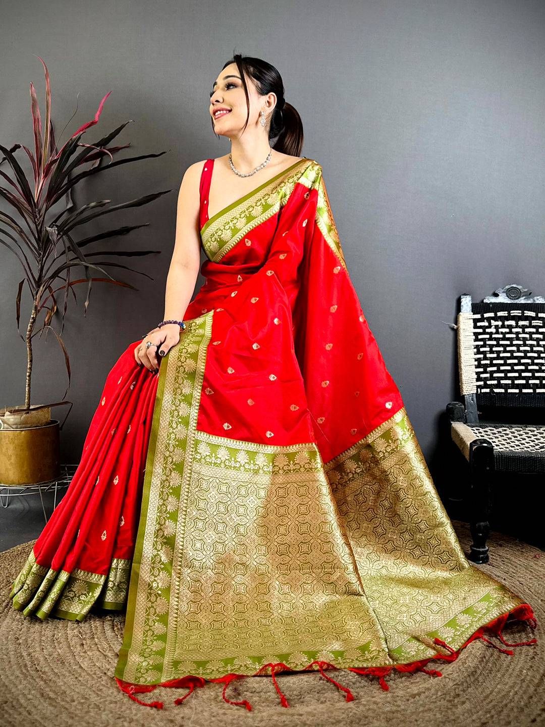 Heritage Red Soft Silk Gadwal Pattu Saree