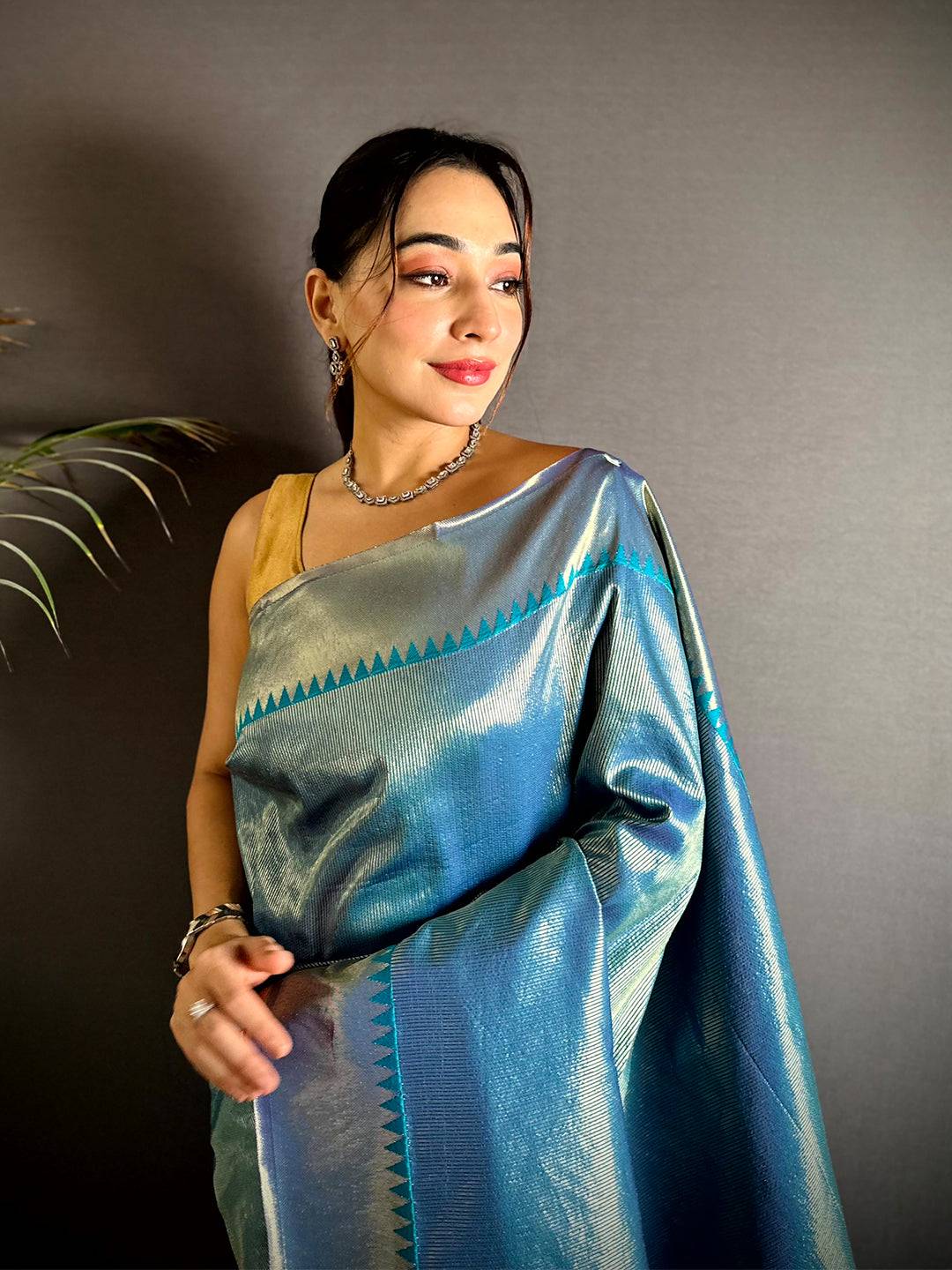 Blue Zari Tissue Kanjivaram Silk Pattu Saree