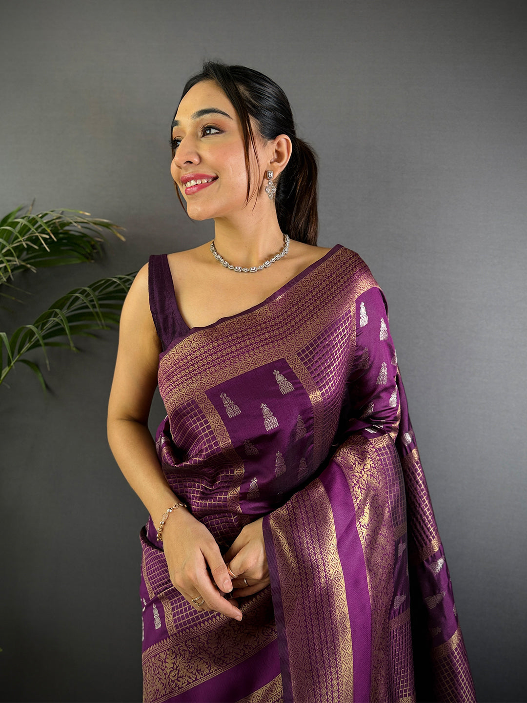 Regal Wine Banarasi Katan Silk Pattu Saree