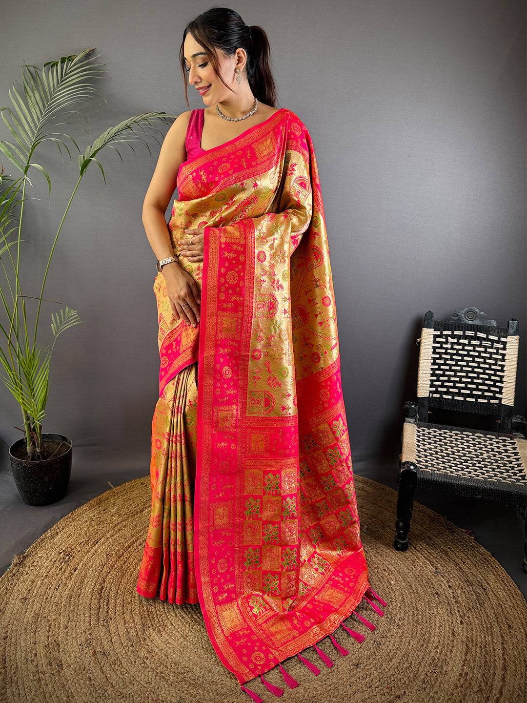 Tradition Warli Gold Zari Dharamavaram Silk Pattu Saree