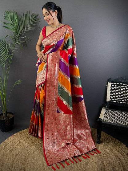 Heritage Banarasi Katan Silk Zari Weaving Pattu Saree