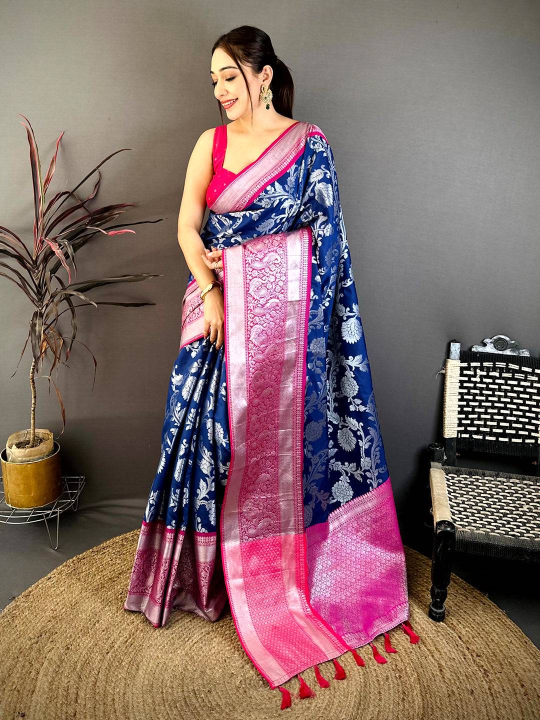Royal Navy Banarasi Katan Silk Pattu Saree