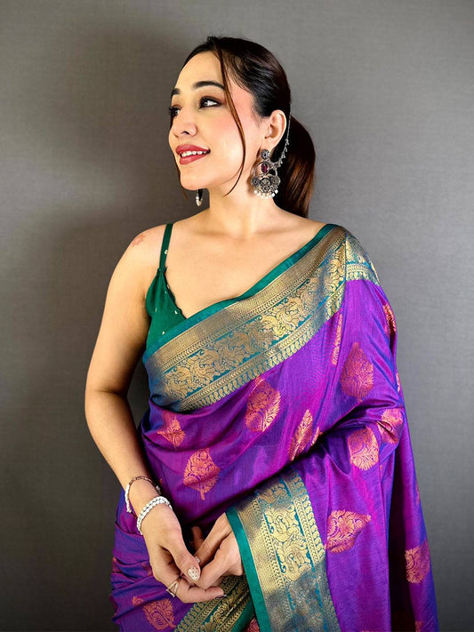 Radiant Katan Tussar Feel Zari Border Pattu Saree