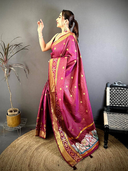 Artisan Gold Zari Kanchi Silk Digital Pallu Pattu Saree