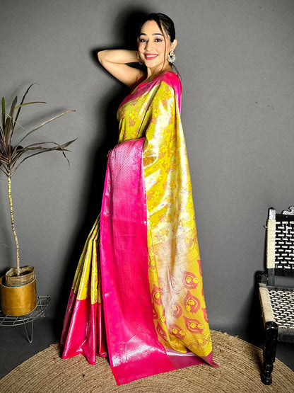 Stylish Zari One Gram Tissue Kanchi Pattu Saree