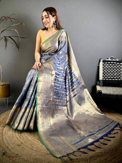 Elegant Banarasi Katan Big Zari Border Pattu Saree