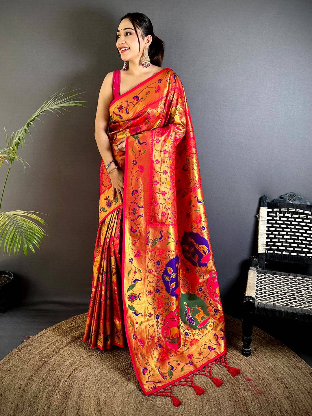 Royal Red Patola Paithani Pattu Saree