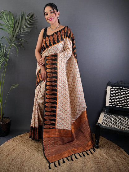 White Soft Banarasi Katan Silk Pattu Saree