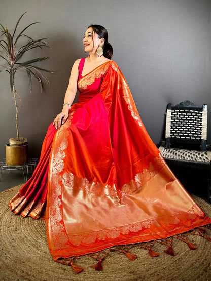 Elegant Ombre Weaving Mashru Silk Pattu Saree