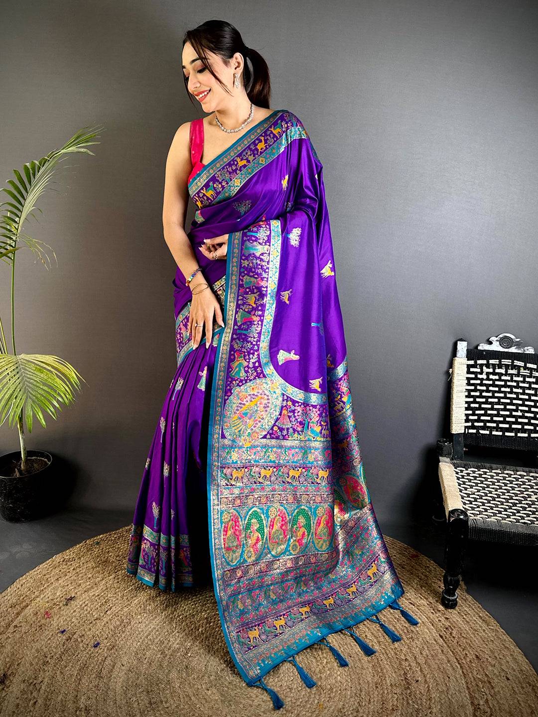 Radiance Kashmiri Pashmina Minakari Pattu Saree