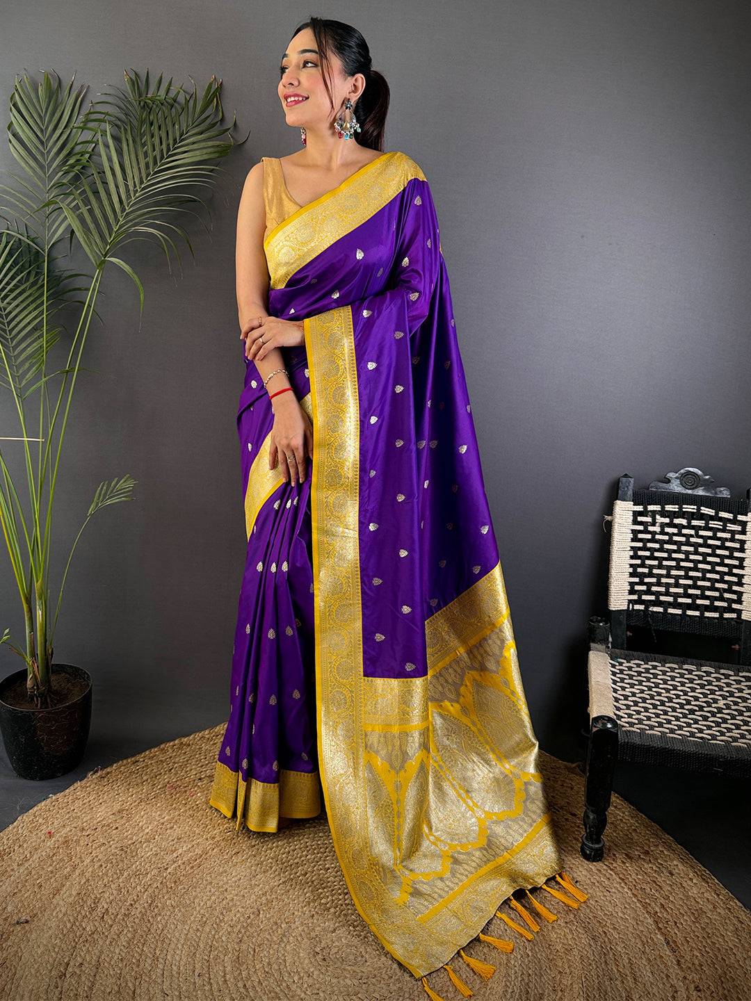 Purple Soft Silk Feather Pattu Saree