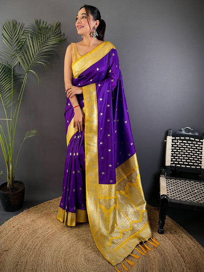 Purple Soft Silk Feather Pattu Saree