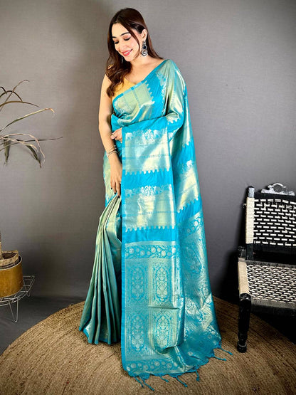 Soft Silk Gold Silver Striped Zari Pattu Saree