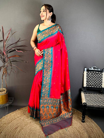 Pink Soft Silk Kanjivaram Pattu Saree