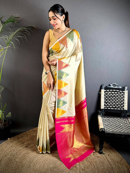 Chiku Copper Radiance Soft Silk Pattu Saree