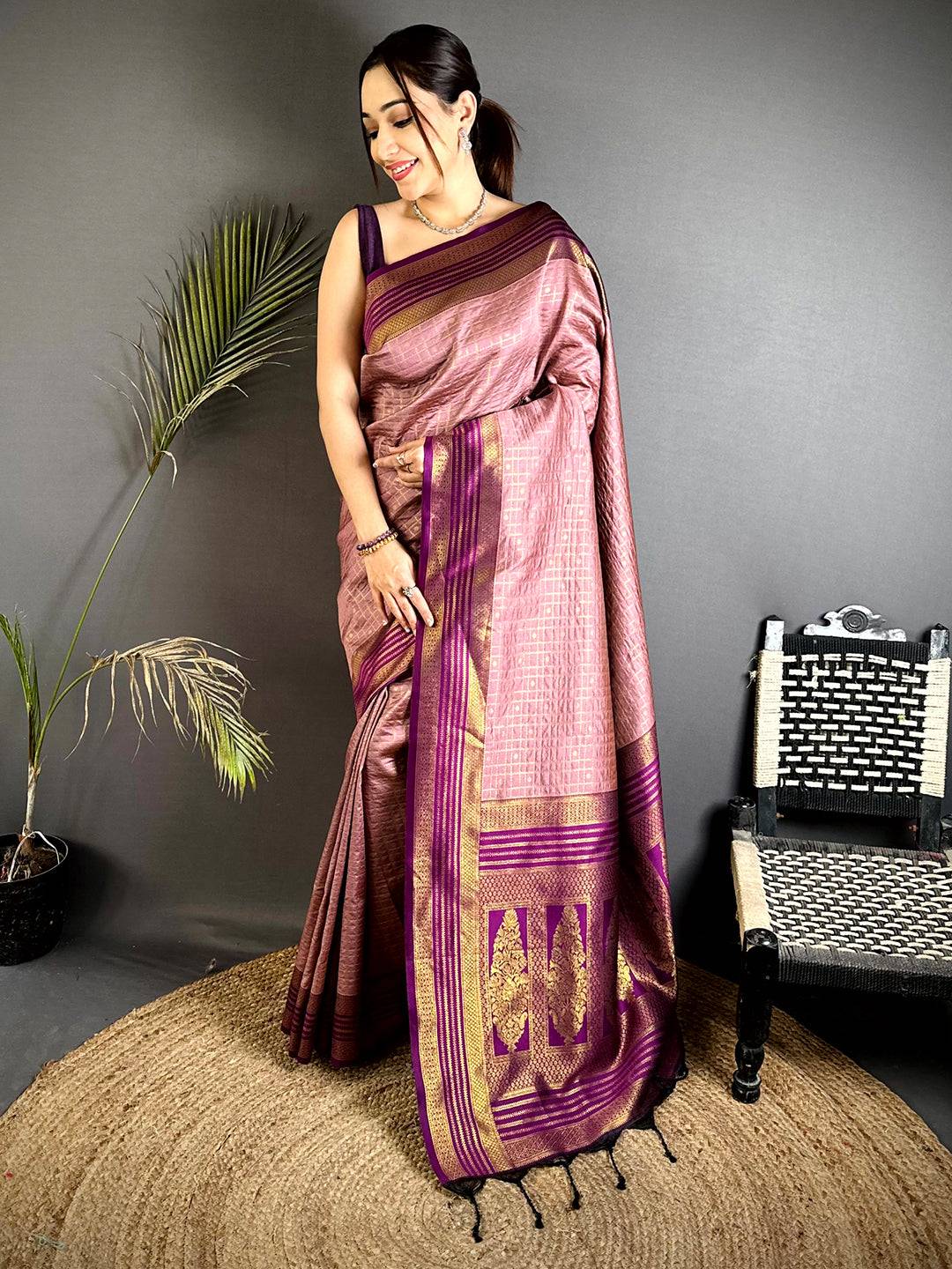 Opulent Magenta Banarasi Katan Silk Pattu Saree