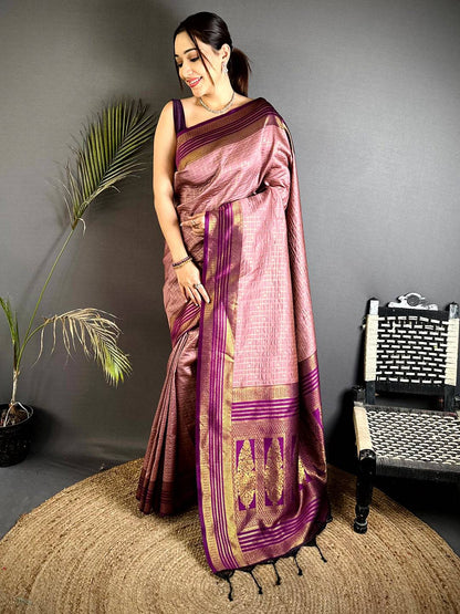 Opulent Magenta Banarasi Katan Silk Pattu Saree