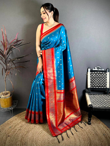 Royal Teal Banarasi Katan Silk Zari Pattu Saree