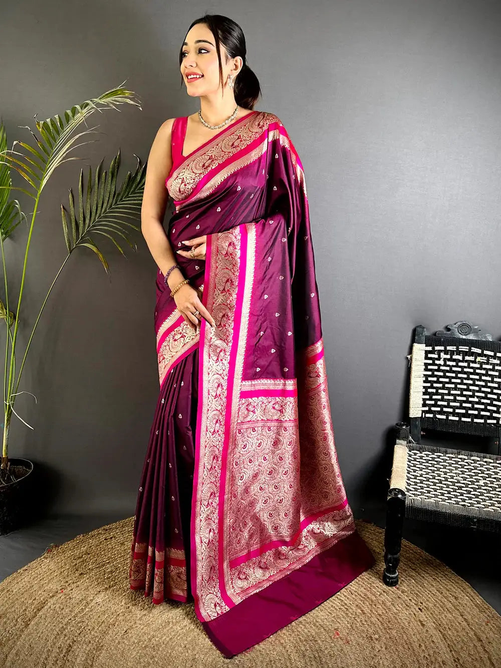 Magenta Soft Silk Kanjivaram Pattu Saree

