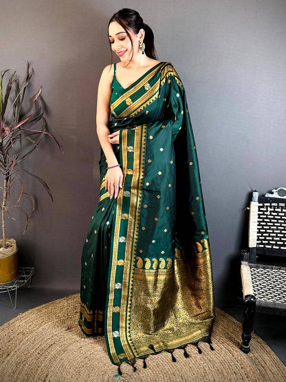Classic Green Banarasi Katan Silk Zari Pattu Saree