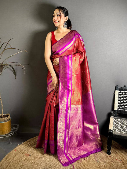 Celebrity Banarasi Katan Contrast Border Pattu Saree
