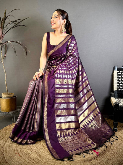 Purple Celebrity Soft Silk Zari Weaving Pattu Saree