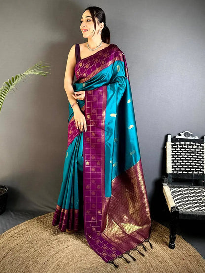 Peacock Aura Banarasi Katan Silk Pattu Saree


