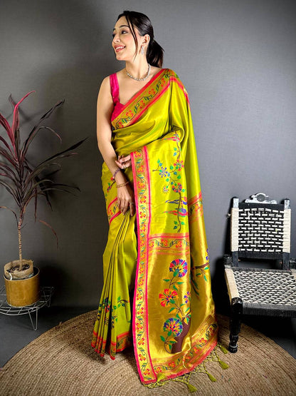 Opulent Minakari Paithani Tissue Pattu Saree