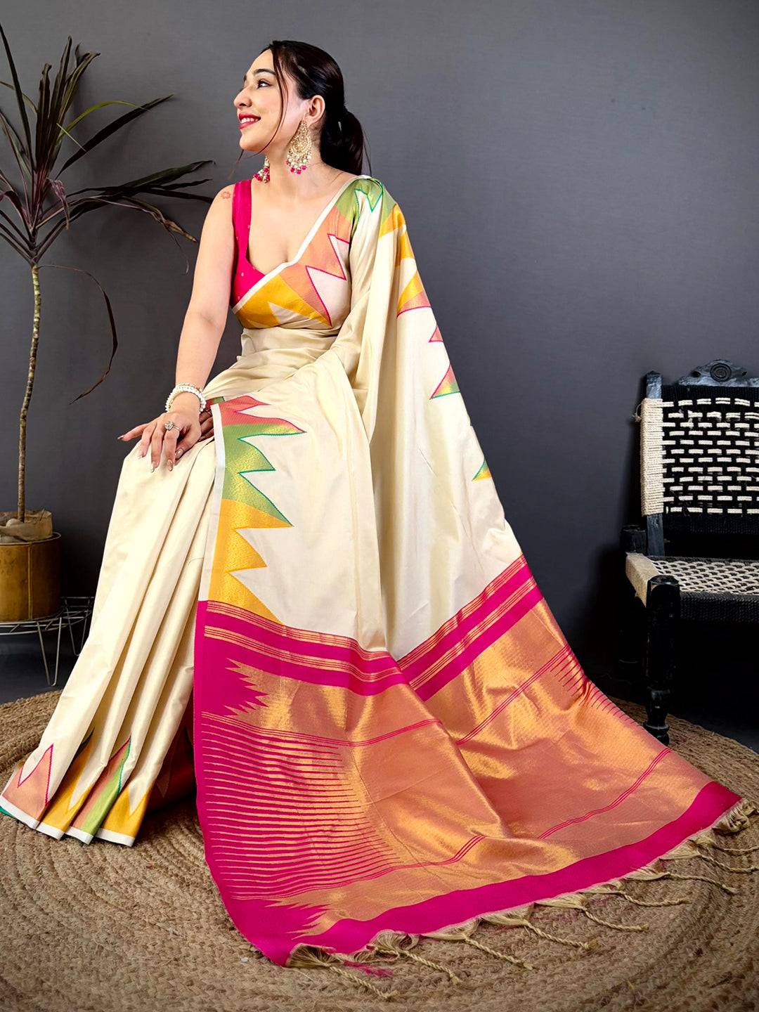 Chiku Soft Silk Regal Copper Zari Pattu Saree