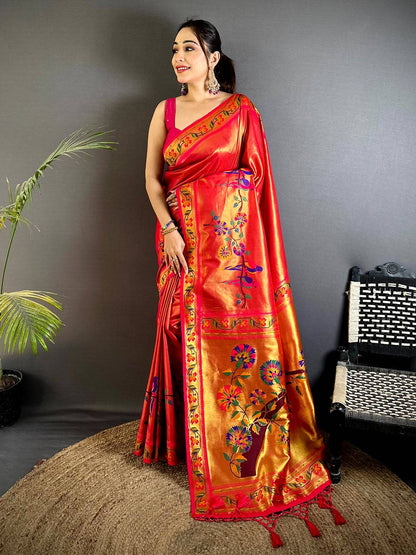 Majestic Minakari Paithani Tissue Pattu Saree