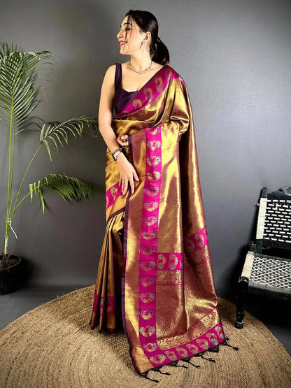 Golden Grace Tissue Kanjivaram Pattu Saree