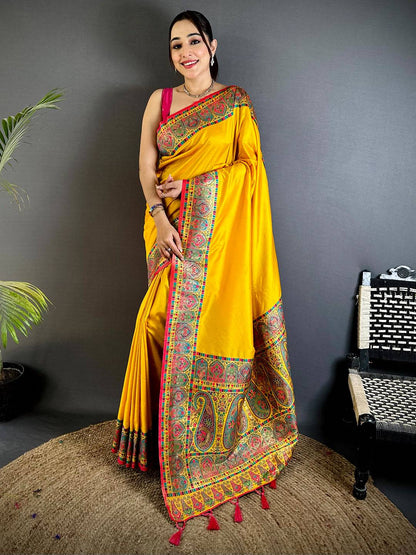 Stylish Minakari Pashmina Soft Silk Pattu Saree