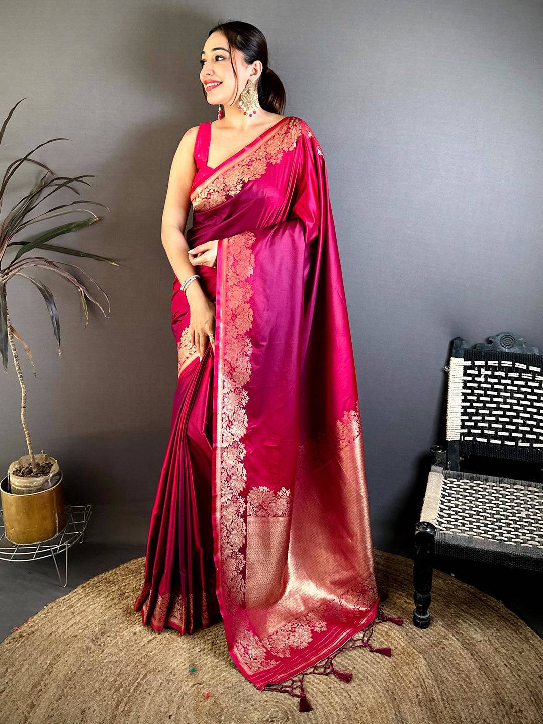 Vibrant Ombre Weaving Mashru Silk Pattu Saree