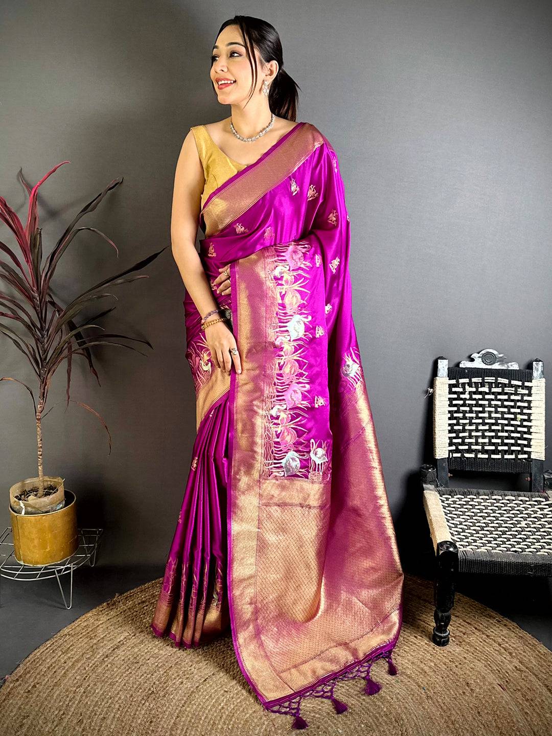 Regal Minakari Satin Silk Pattu Saree

