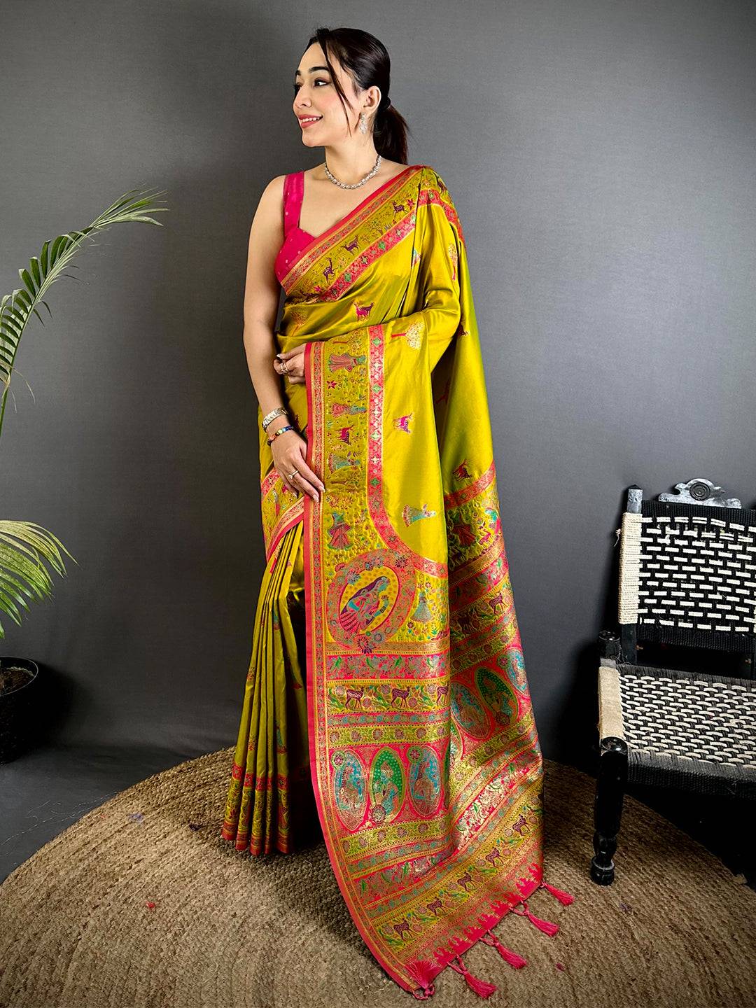 Majestic Kashmiri Pashmina Minakari Pattu Saree