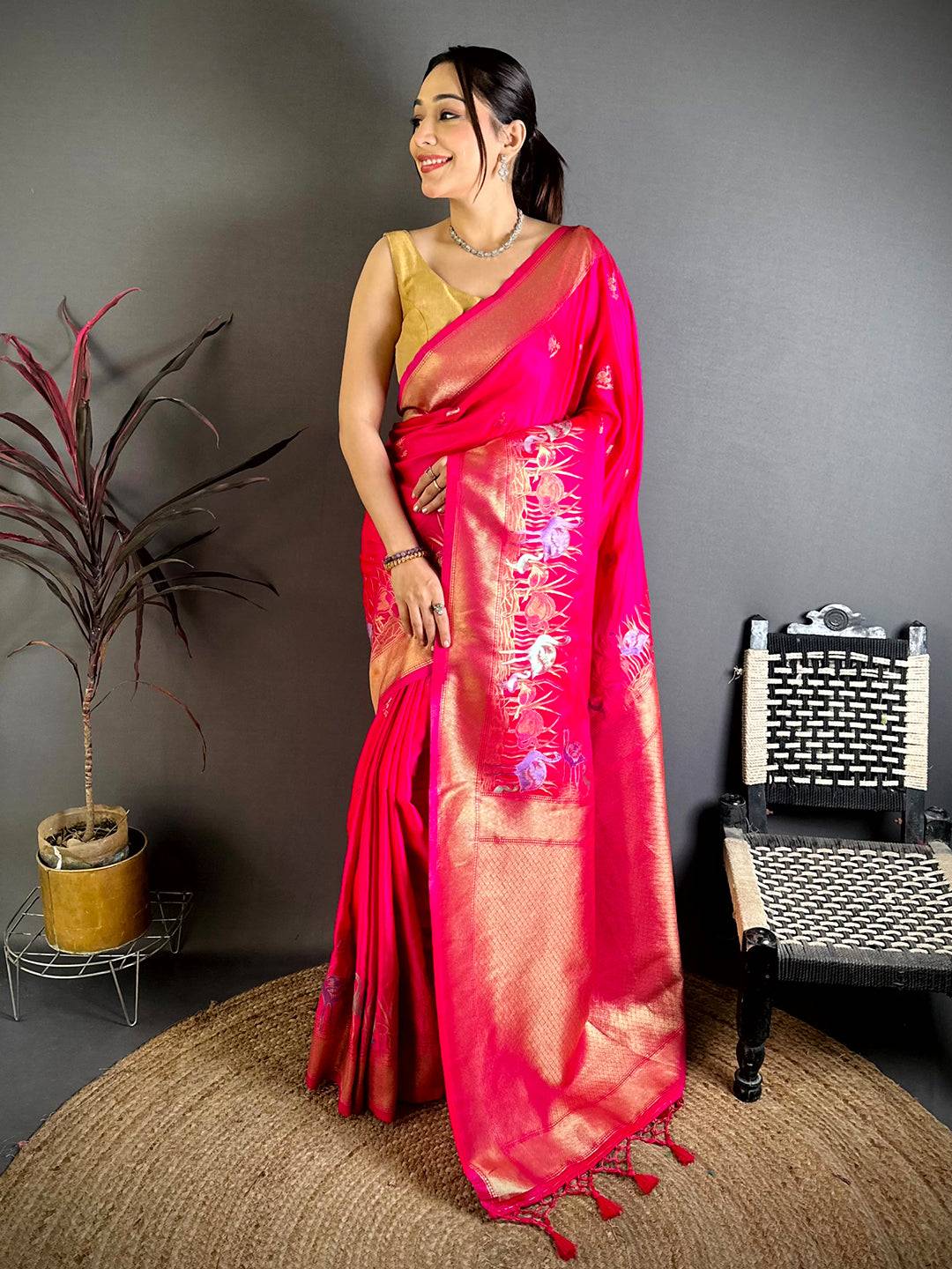 Royal Minakari Satin Silk Pattu Saree

