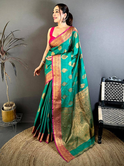 Stylish Katan Tussar Feel Zari Border Pattu Saree
