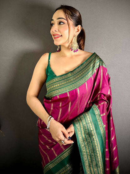 Pink Kankavati Soft Silk Designer Pattu Saree