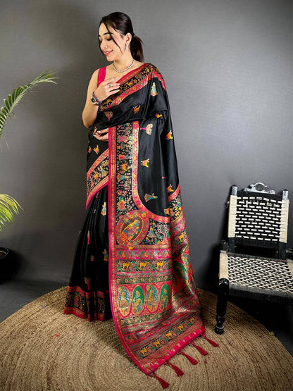Radiant Kashmiri Pashmina Minakari Pattu Saree
