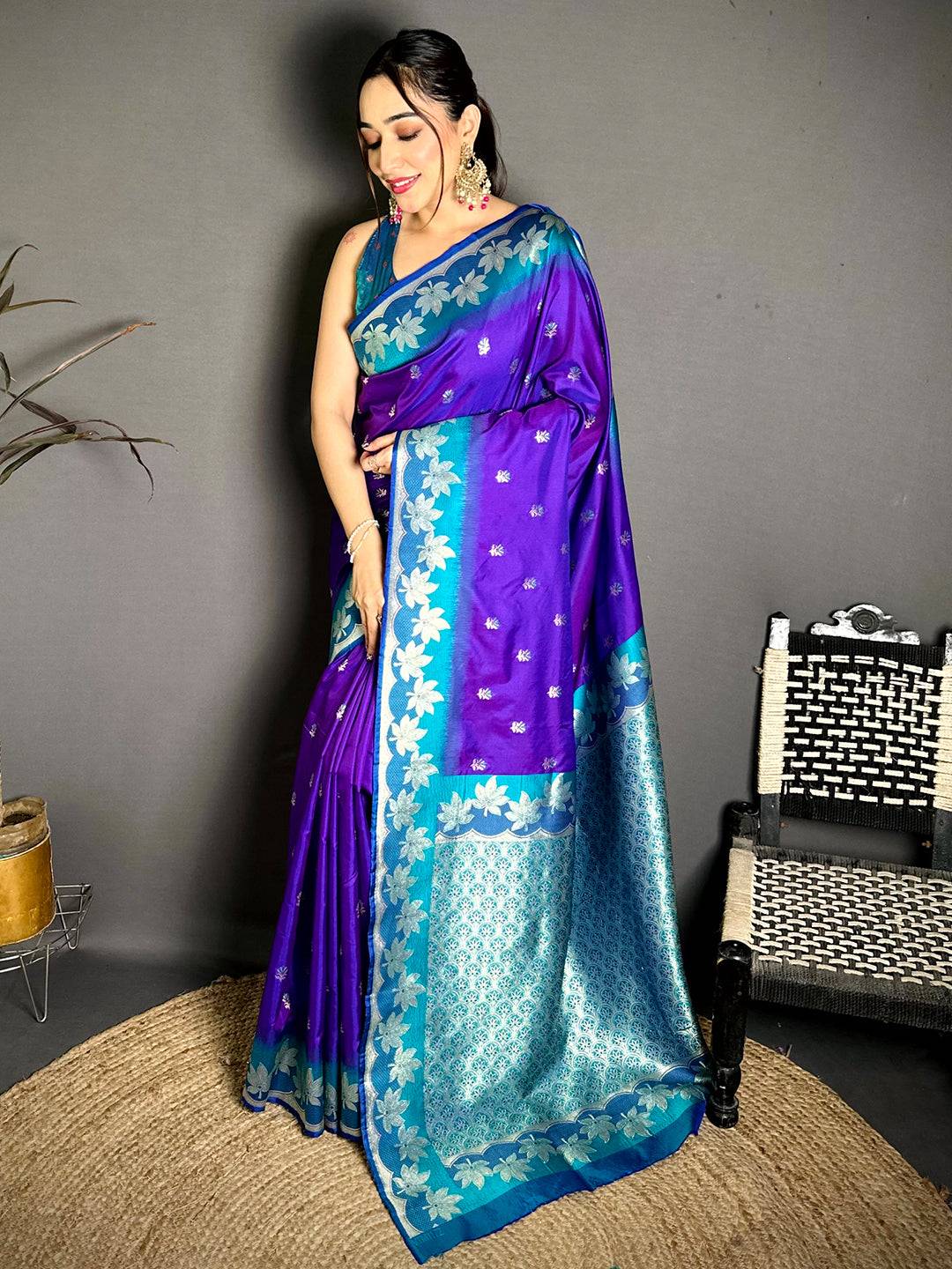 Purple Soft Silk Kanjivaram Pattu Saree
